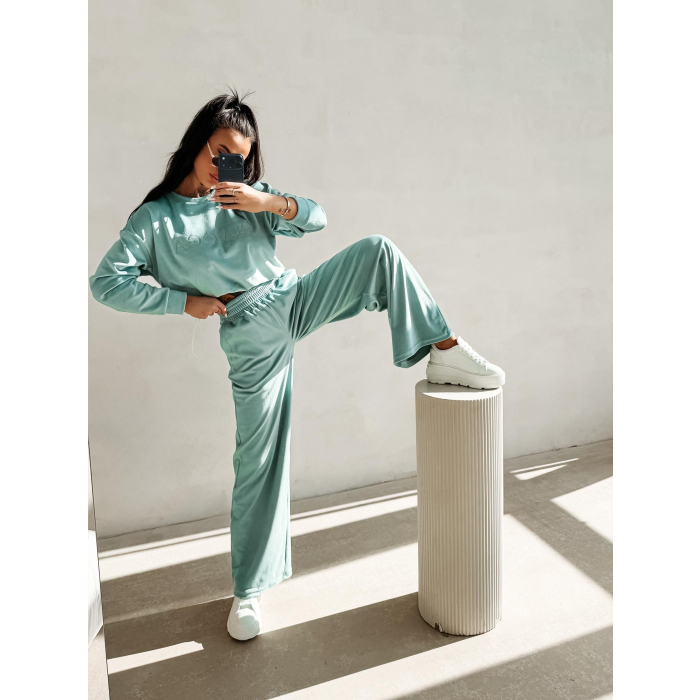 KOMPLET DRES DAMSKI WELUROWY OLAVOGA IMPERIAL GREEN