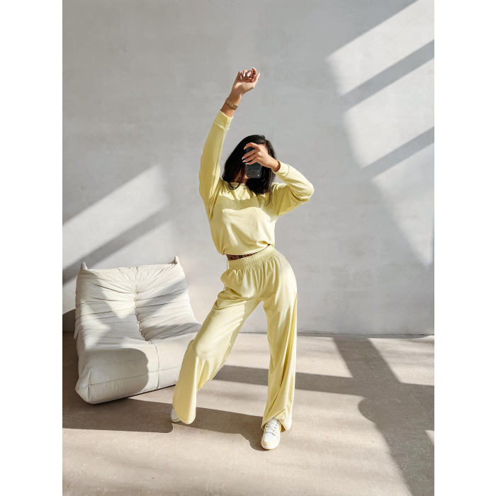 KOMPLET DRES DAMSKI WELUROWY OLAVOGA IMPERIAL YELLOW