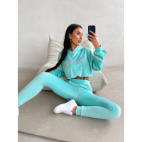 KOMPLET DRES DAMSKI WELUROWY OLAVOGA NEROLI MINT