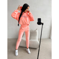 KOMPLET DRES DAMSKI WELUROWY OLAVOGA NEROLI CORAL PINK