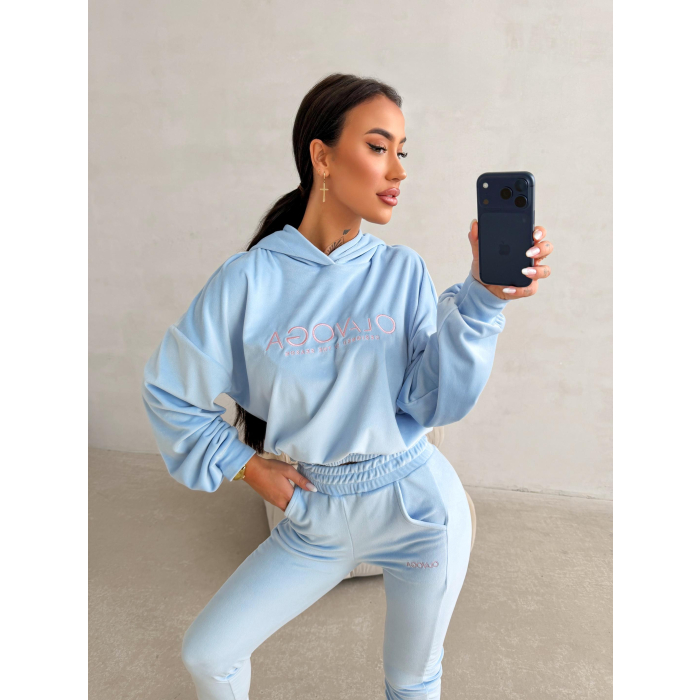 KOMPLET DRES DAMSKI WELUROWY OLAVOGA NEROLI SKY BLUE