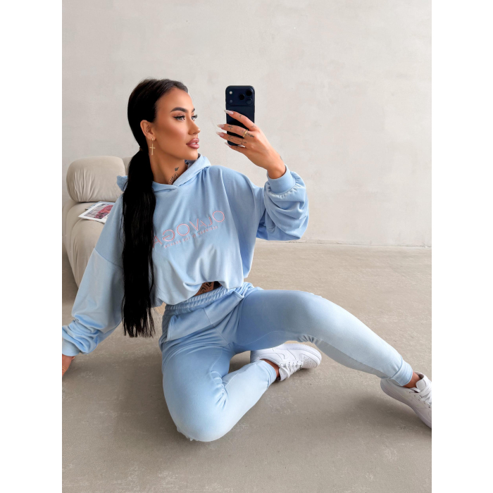 KOMPLET DRES DAMSKI WELUROWY OLAVOGA NEROLI SKY BLUE