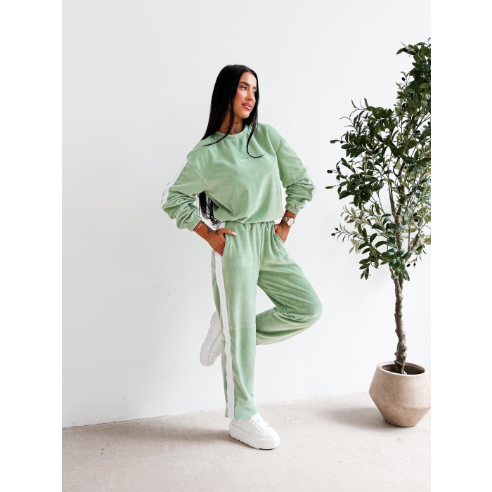 KOMPLET DRES DAMSKI WELUROWY OLAVOGA NOELLE MATCHA