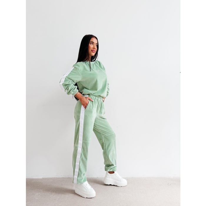 KOMPLET DRES DAMSKI WELUROWY OLAVOGA NOELLE MATCHA