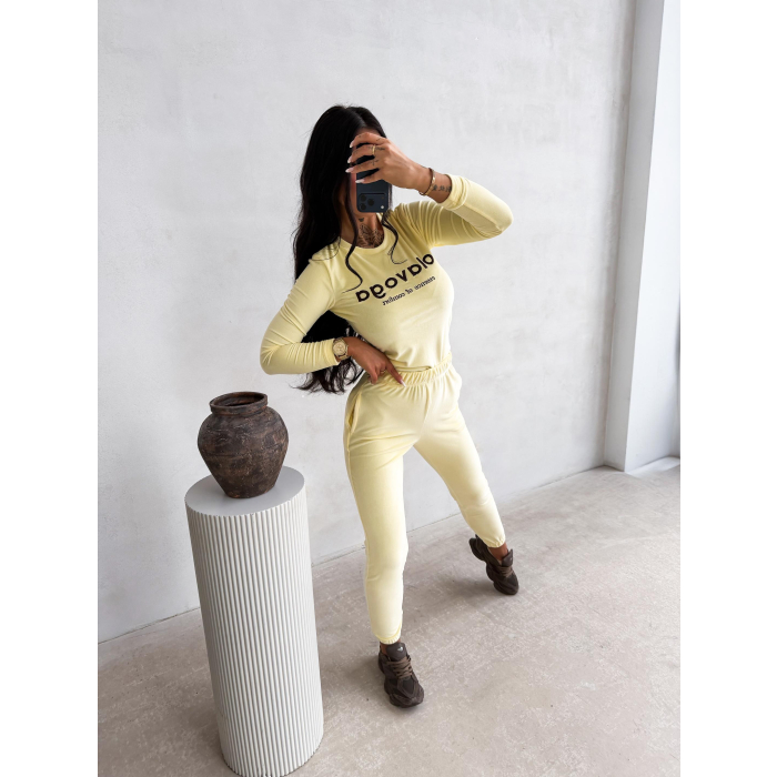 KOMPLET DRES DAMSKI WELUROWY OLAVOGA SELIRA YELLOW