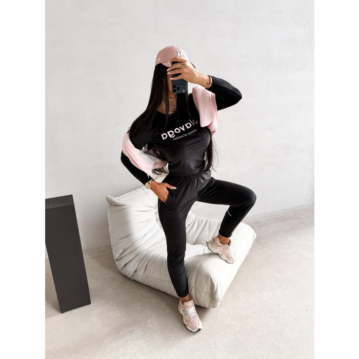 KOMPLET DRES DAMSKI WELUROWY OLAVOGA SELIRA BLACK