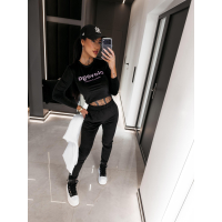 KOMPLET DRES DAMSKI WELUROWY OLAVOGA SELIRA BLACK