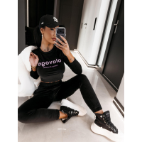 KOMPLET DRES DAMSKI WELUROWY OLAVOGA SELIRA BLACK