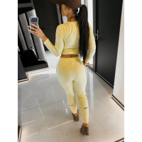KOMPLET DRES DAMSKI WELUROWY OLAVOGA SELIRA YELLOW