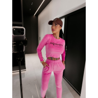 KOMPLET DRES DAMSKI WELUROWY OLAVOGA SELIRA PINK