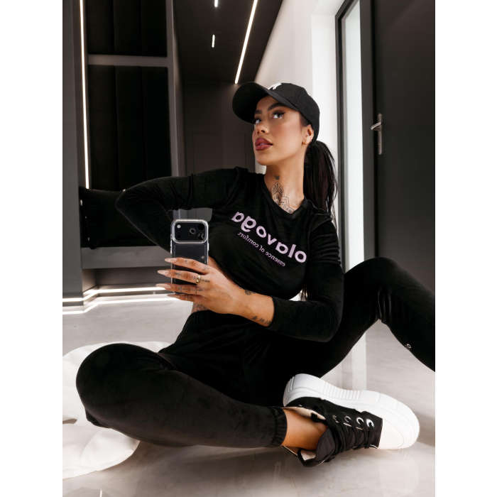 KOMPLET DRES DAMSKI WELUROWY OLAVOGA SELIRA BLACK