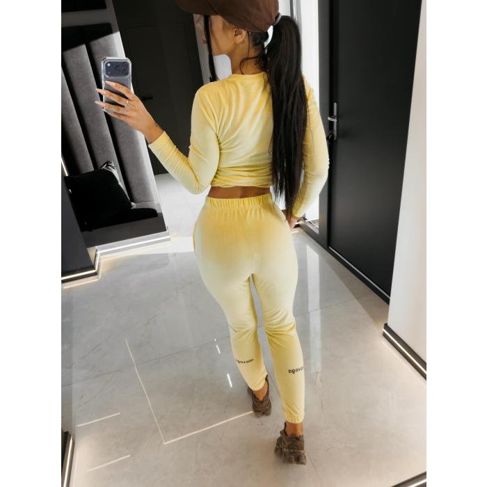 KOMPLET DRES DAMSKI WELUROWY OLAVOGA SELIRA YELLOW