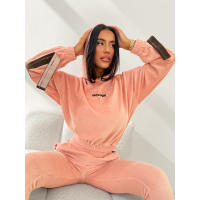KOMPLET DRES DAMSKI WELUROWY TAŚMY OLAVOGA SMOOVE PUDER PINK