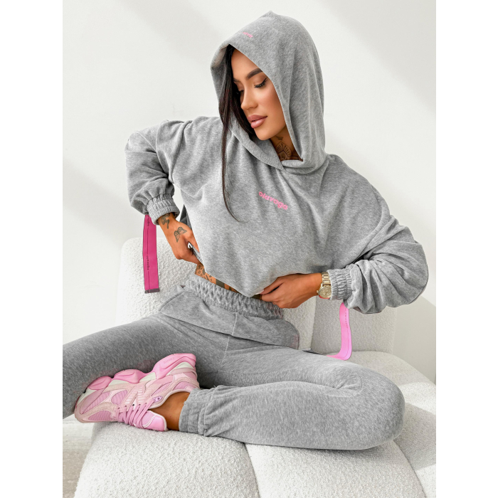 KOMPLET DRES DAMSKI WELUROWY TAŚMY OLAVOGA SMOOVE GRAY