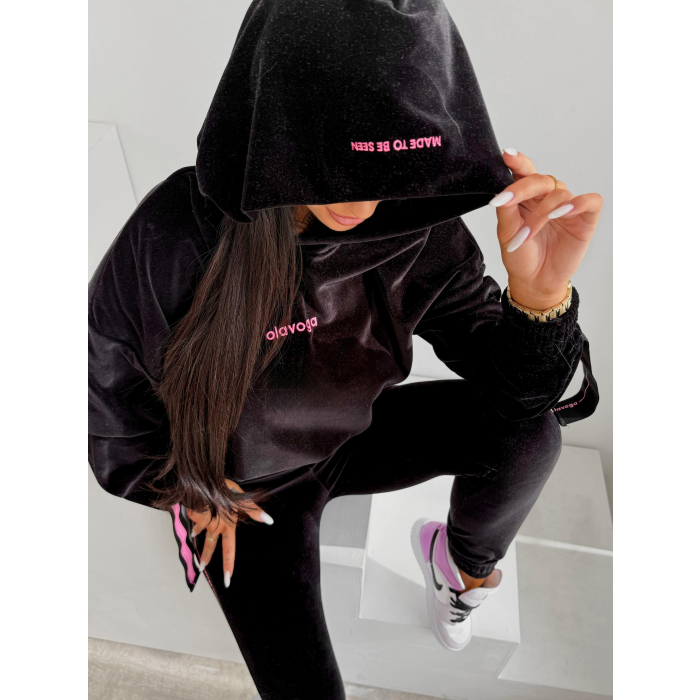 KOMPLET DRES DAMSKI WELUROWY TAŚMY OLAVOGA SMOOVE BLACK