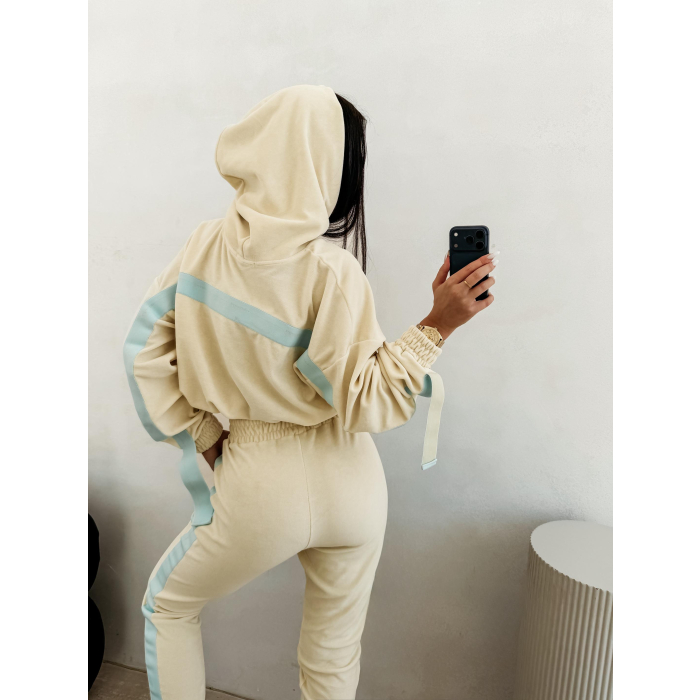 KOMPLET DRES DAMSKI WELUROWY TAŚMY OLAVOGA SMOOVE COCONUT