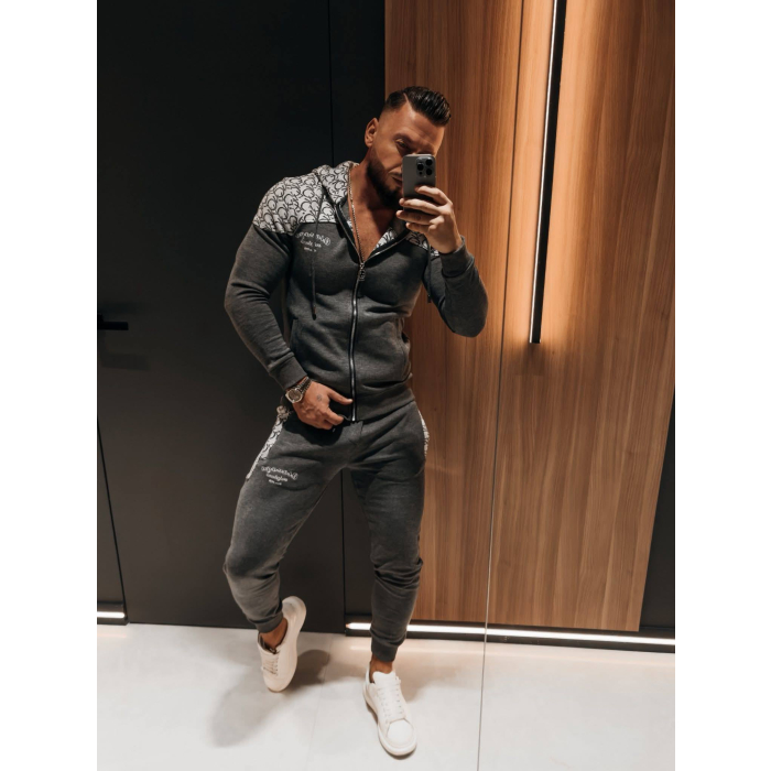 KOMPLET DRES MĘSKI BAWEŁNIANY NA ZAMEK OLAVOGA MEN GRAVITY GRAY