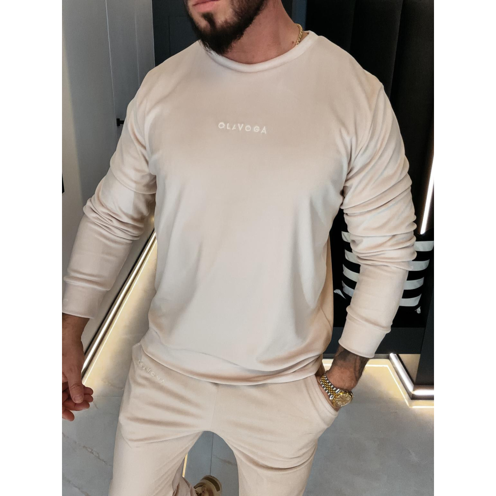 KOMPLET DRES MĘSKI WELUROWY HAFT OLAVOGA MEN LEGACY BEIGE