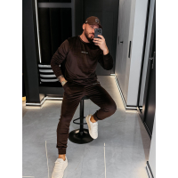 KOMPLET DRES MĘSKI WELUROWY HAFT OLAVOGA MEN LEGACY BROWN