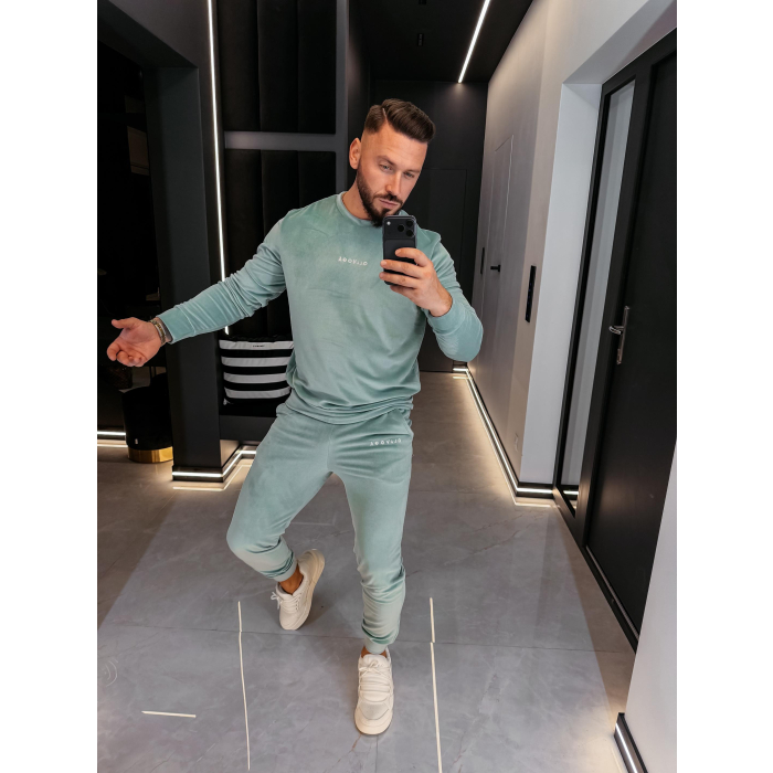 KOMPLET DRES MĘSKI WELUROWY HAFT OLAVOGA MEN LEGACY MINT GREEN