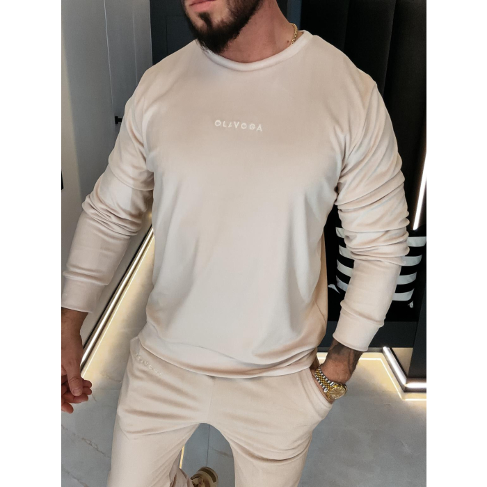 KOMPLET DRES MĘSKI WELUROWY HAFT OLAVOGA MEN LEGACY BEIGE
