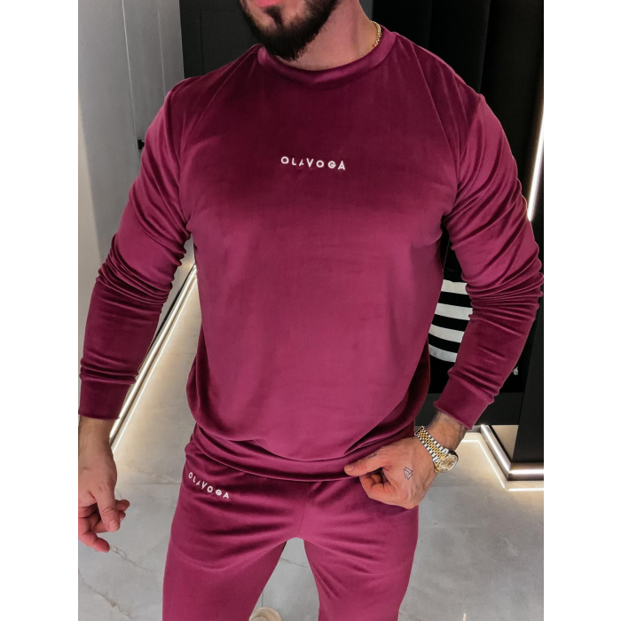 KOMPLET DRES MĘSKI WELUROWY HAFT OLAVOGA MEN LEGACY PLUM
