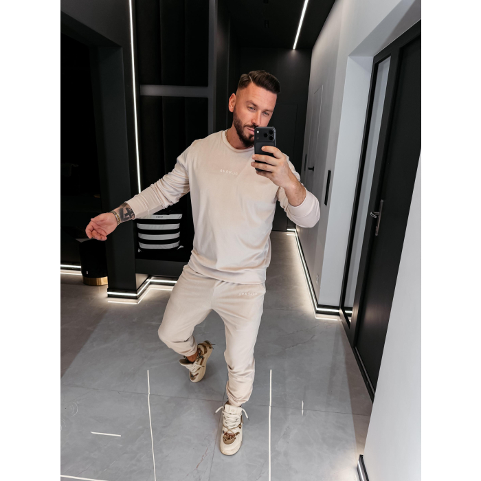 KOMPLET DRES MĘSKI WELUROWY HAFT OLAVOGA MEN LEGACY BEIGE