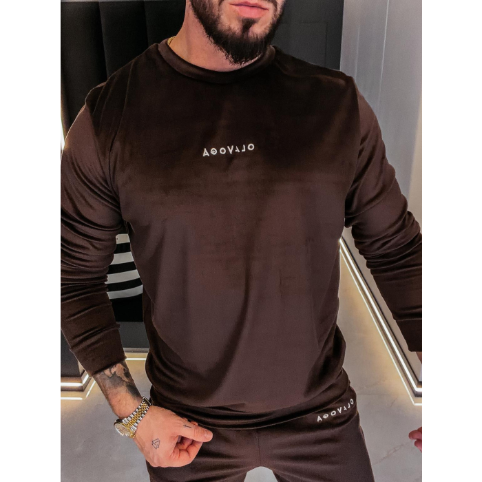 KOMPLET DRES MĘSKI WELUROWY HAFT OLAVOGA MEN LEGACY BROWN