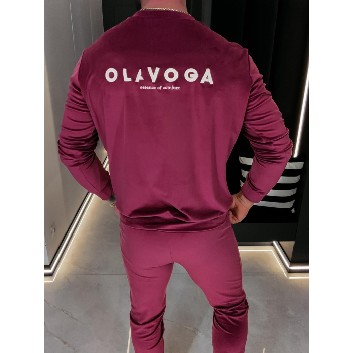 KOMPLET DRES MĘSKI WELUROWY HAFT OLAVOGA MEN LEGACY PLUM