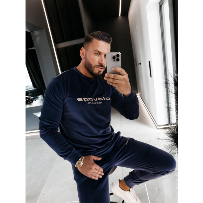 KOMPLET DRES MĘSKI WELUROWY HAFT OLAVOGA MEN SKIP NAVY BLUE