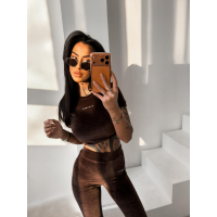 KOMPLET DRES WELUROWY Z KRÓTKIM RĘKAWEM OLAVOGA CORE BROWN
