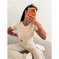 KOMPLET DRES WELUROWY Z KRÓTKIM RĘKAWEM OLAVOGA CORE BEIGE