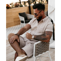 KOMPLET MĘSKI Z KRÓTKIMI SPODENKAMI OLAVOGA MEN BANDI BEIGE