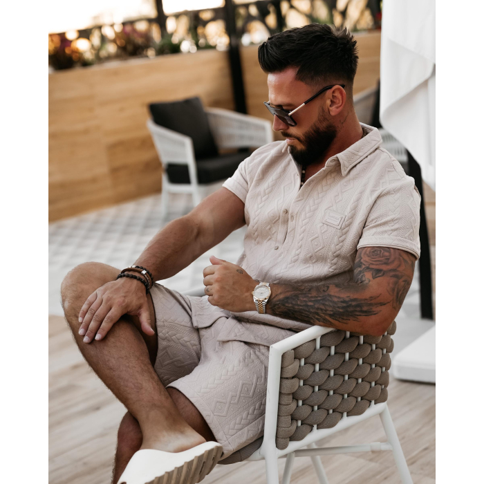 KOMPLET MĘSKI Z KRÓTKIMI SPODENKAMI OLAVOGA MEN BANDI BEIGE