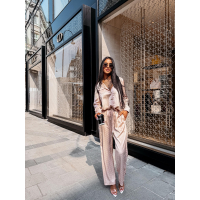 KOMPLET SATYNOWY LOGOWANY OLAVOGA REUNION LIGHT BEIGE