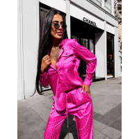 KOMPLET SATYNOWY LOGOWANY OLAVOGA REUNION NEON PINK