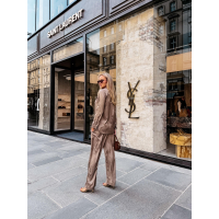 KOMPLET SATYNOWY LOGOWANY OLAVOGA REUNION DARK BEIGE