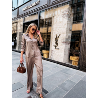 KOMPLET SATYNOWY LOGOWANY OLAVOGA REUNION DARK BEIGE
