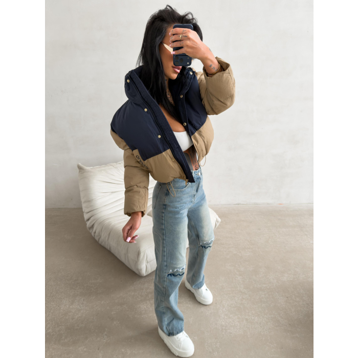 KURTKA DAMSKA BOMBER PIKOWANA OLAVOGA KIAR NAVY BLUE