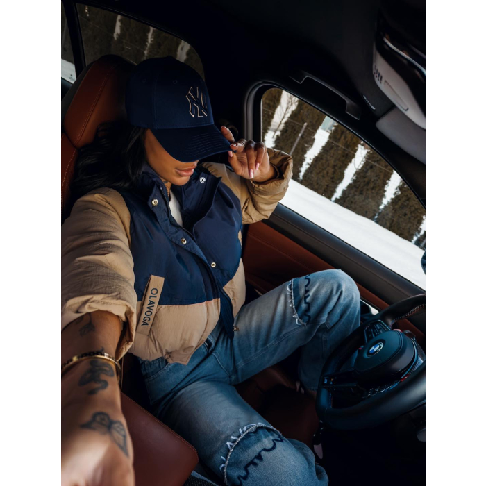 KURTKA DAMSKA BOMBER PIKOWANA OLAVOGA KIAR NAVY BLUE