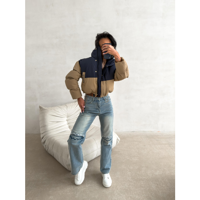 KURTKA DAMSKA BOMBER PIKOWANA OLAVOGA KIAR NAVY BLUE