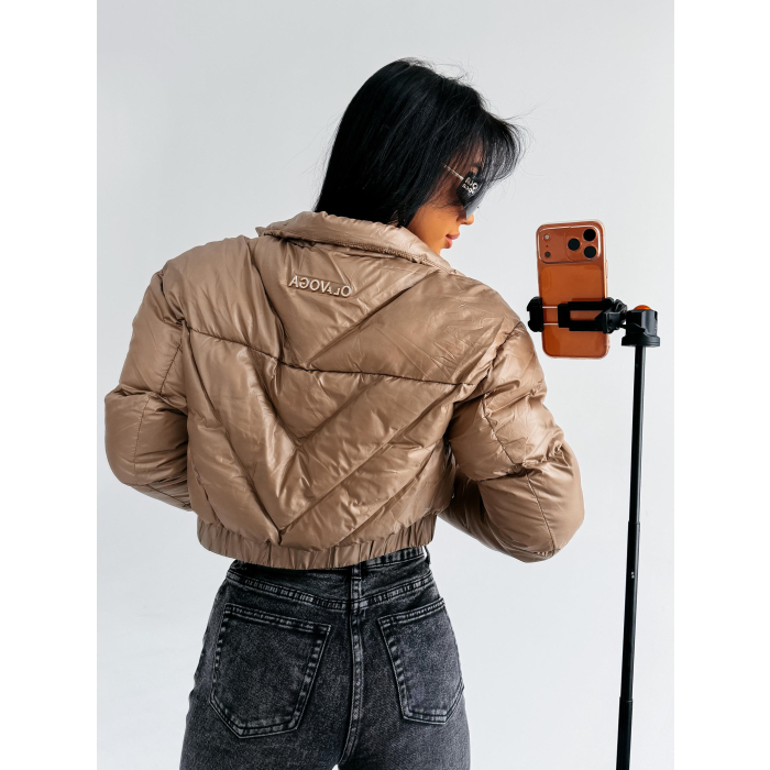 KURTKA DAMSKA BOMBER PIKOWANA OLAVOGA TAAZU BEIGE