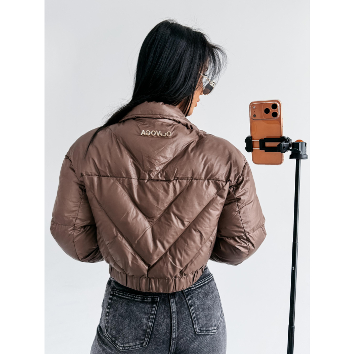 KURTKA DAMSKA BOMBER PIKOWANA OLAVOGA TAAZU BROWN