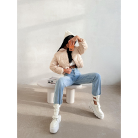 KURTKA DAMSKA BOMBER PIKOWANA OLAVOGA YUE BEIGE