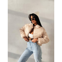 KURTKA DAMSKA BOMBER PIKOWANA OLAVOGA YUE BEIGE