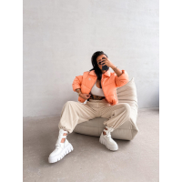 KURTKA DAMSKA BOMBER PIKOWANA OLAVOGA YUE NEON CORAL