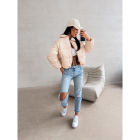 KURTKA DAMSKA BOMBER PIKOWANA OLAVOGA YUE BEIGE