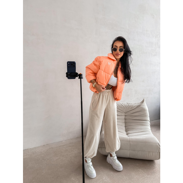 KURTKA DAMSKA BOMBER PIKOWANA OLAVOGA YUE NEON CORAL