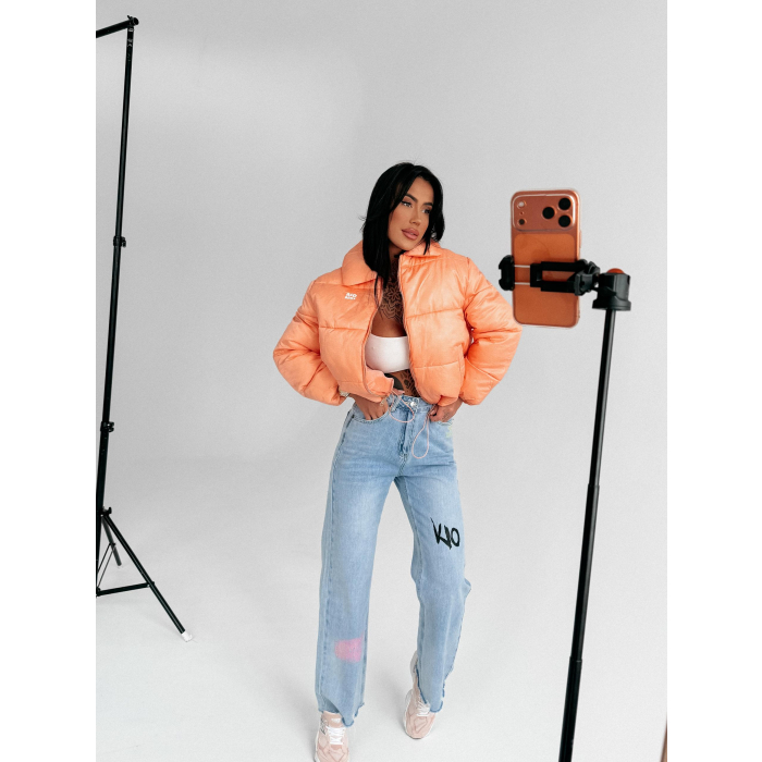 KURTKA DAMSKA BOMBER PIKOWANA OLAVOGA YUE NEON CORAL