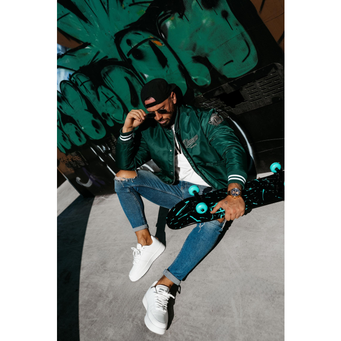 KURTKA MĘSKA OVERSIZE BOMBERKA OLAVOGA MEN PITWEST NAVY GREEN